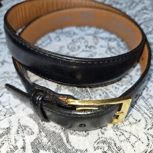 Brighton Black Belt Gold Hardware Anilina Cowhide Glove Leather Men Size 34